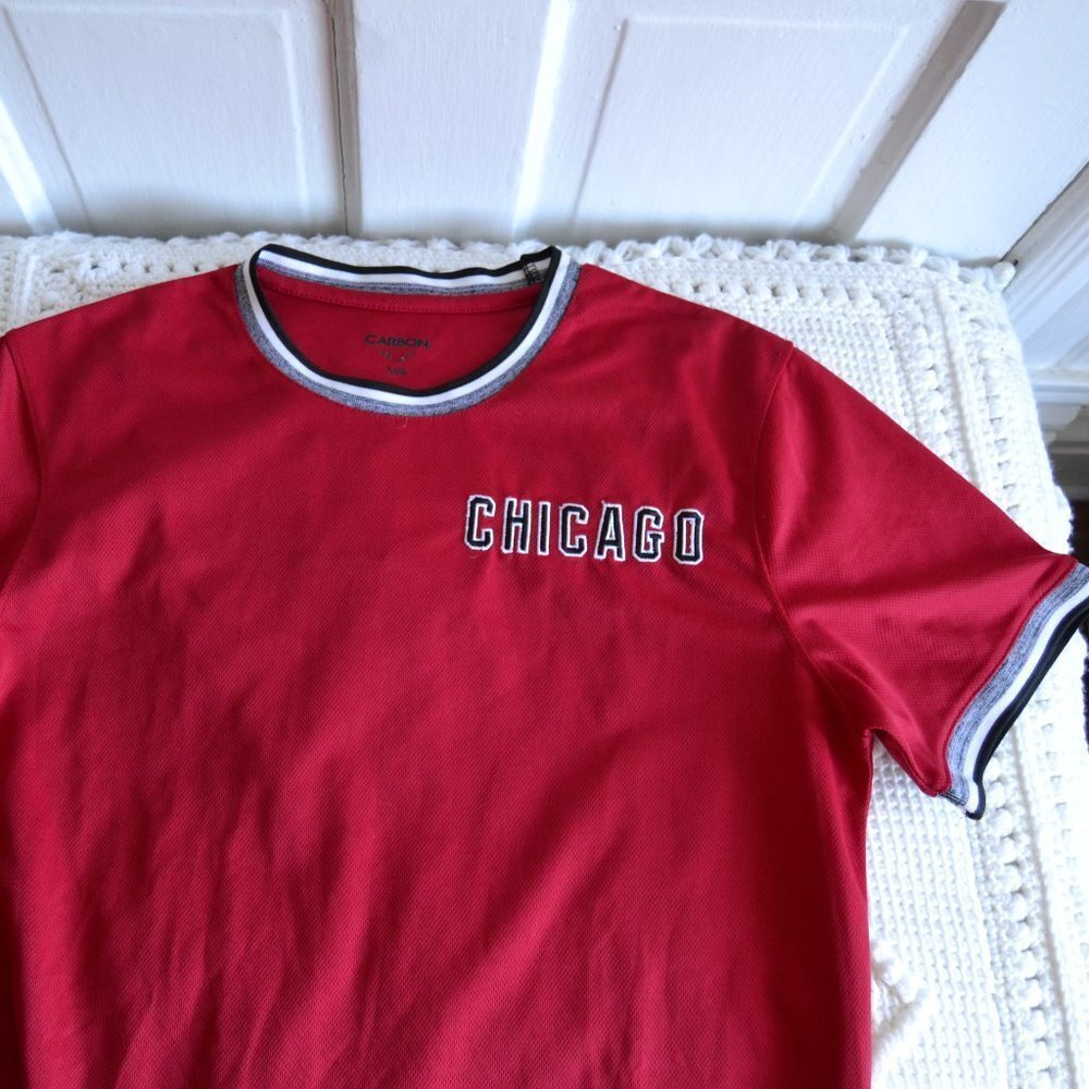 Carbon "Chicago" Embroidered Short Sleeve Jersey Tee Size Large